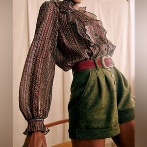 Sezane Wallace Shorts Bottle Green. - Size 40